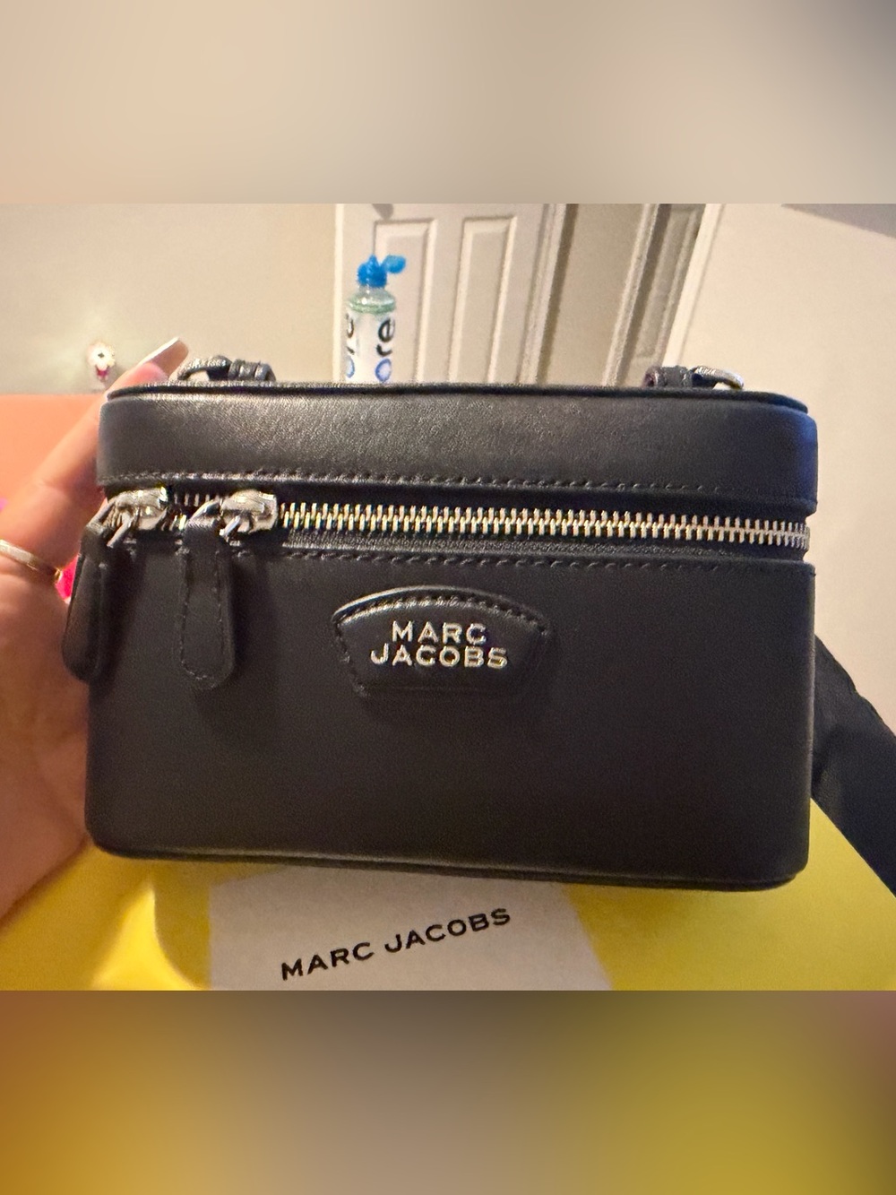 Marc Jacobs Black Leather Compact Vanity Crossbody Bag